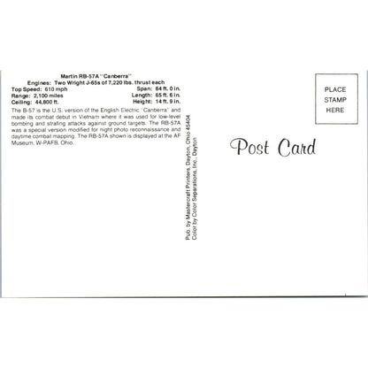 Martin RB-57A Canberra Vintage Postcard PC19