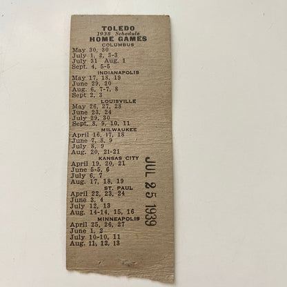 Krolak's Cafe 1938 Toledo Mud Hens Schedule Matchbook Cover MB87-3