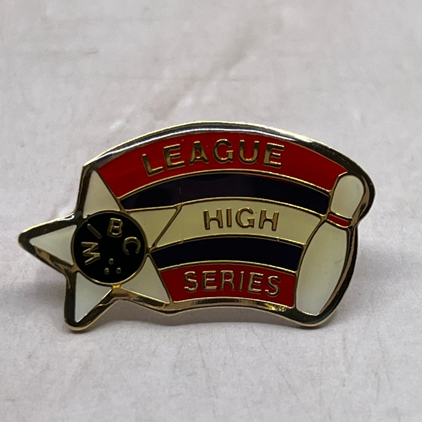 Vintage WIBC Bowling Black/Red League High Series Enamel Pin Pinback SF4