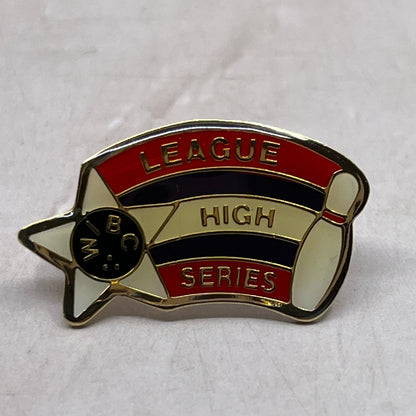Vintage WIBC Bowling Black/Red League High Series Enamel Pin Pinback SF4