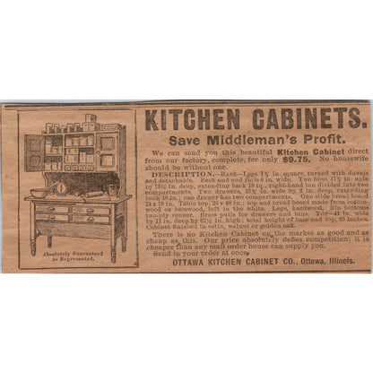 Ottawa Kitchen Cabinet Hoosier Cabinet Ottawa IL 1906 Original Ad AB6-CL1