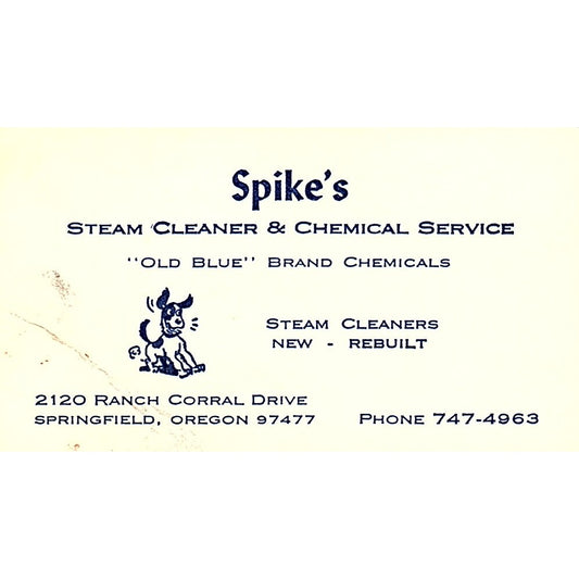 Spike's Steam Cleaner & Chemical Service Springfield Oregon Business Card SB4-B1