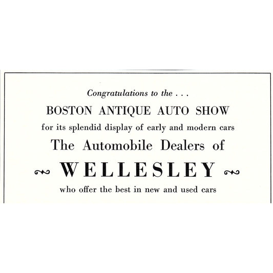 The Automobile Dealers of Wellesley MA 1950 Ad AF6-6