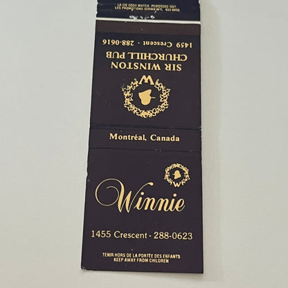 Sir Winston Churchill Pub, Galerie Winnie Montreal Vintage Matchbook MM5-9