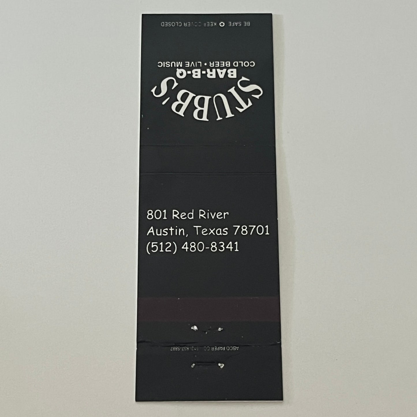 Stubb's Bar-B-Q Austin Texas Matchbook Cover TB6-MB2-4