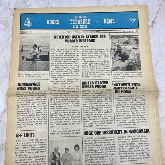 1977 Feb - International Treasure Club Digest - Treasure Hunting Gems Rocks M18