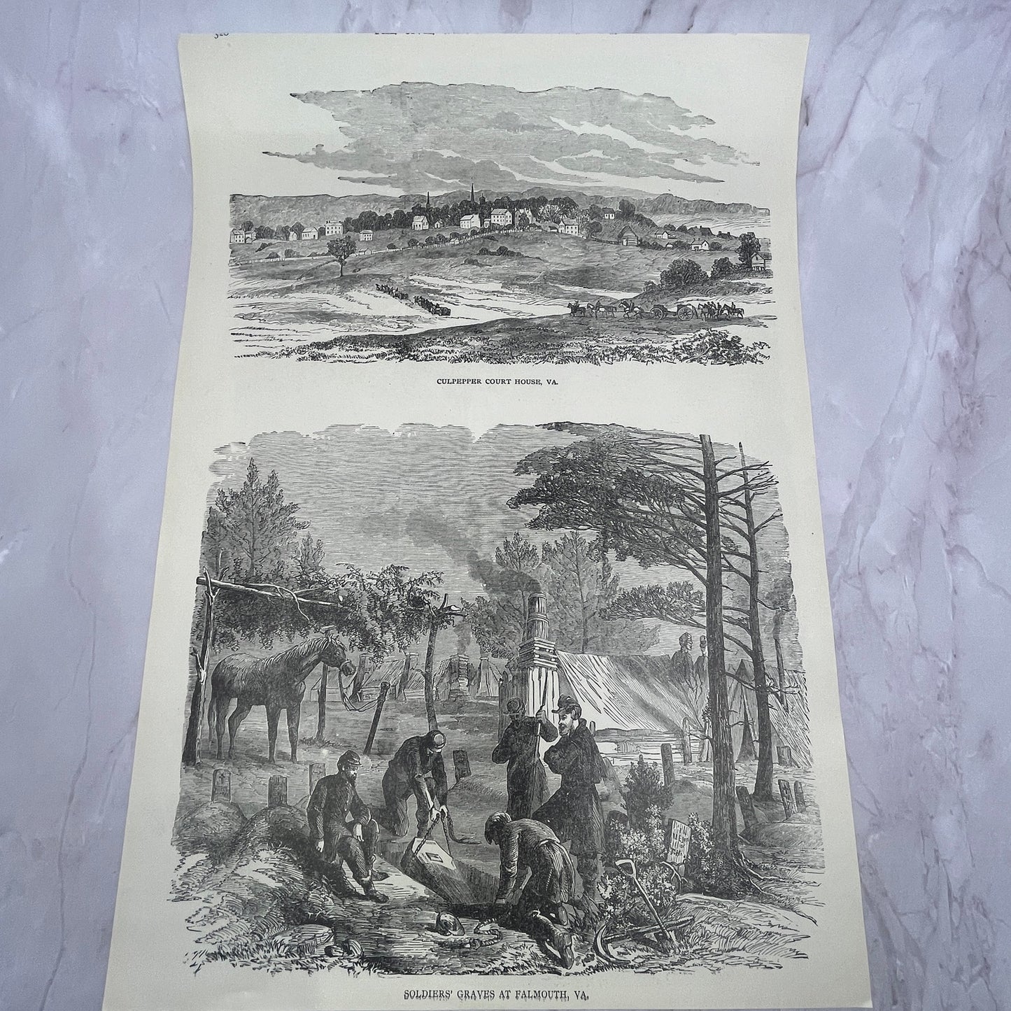 2nd Corps Battle of the Wilderness, Culpeper Courthouse 1890s Engraving V14-6