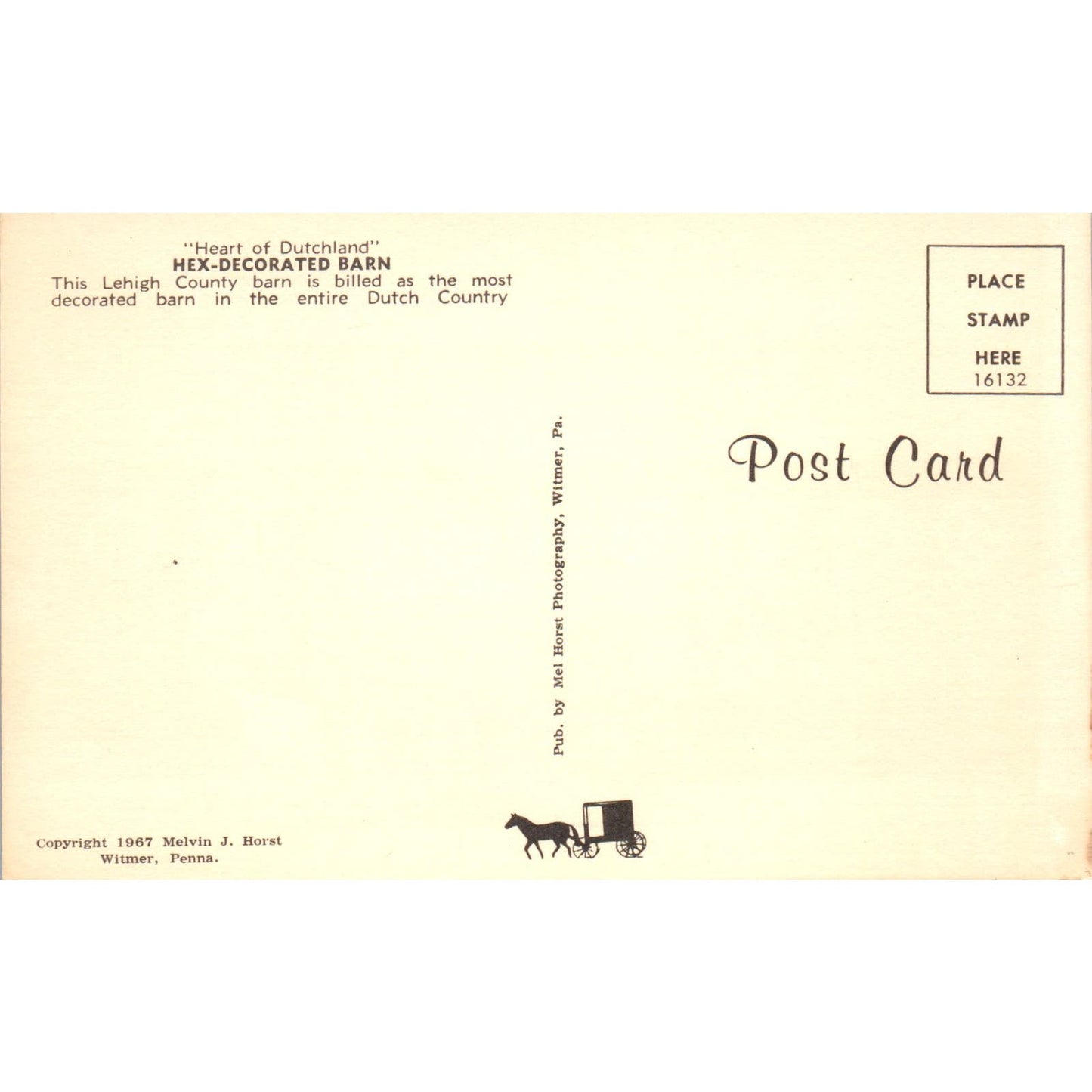 Lehigh County Hex Decorated Barn Pennsylvania Dutch Country Postcard PD8