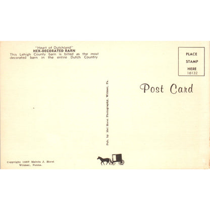 Lehigh County Hex Decorated Barn Pennsylvania Dutch Country Postcard PD8