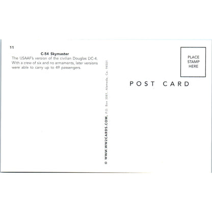 USAF C-54 Skymaster Vintage Postcard PC19