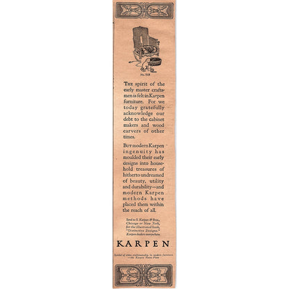 Karpen Furniture S. Karpen & Bros Chicago 1920 Ad AG2-6