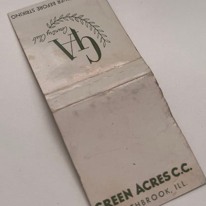 Green Acres Country Club Northbrook IL Vintage Matchbook Cover TB8-MB2-3