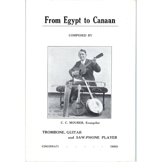 1920 From Egypt to Canaan Sheet Music C.C. Mourner Cincinnati Ohio AE2