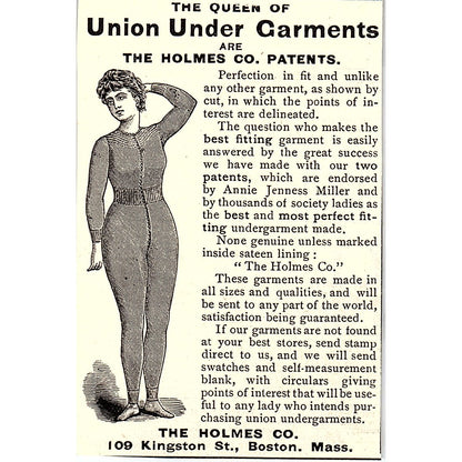 The Holmes Co Union Suits Undergarments Annie Jenness Miller Boston 1892 AG2-M9
