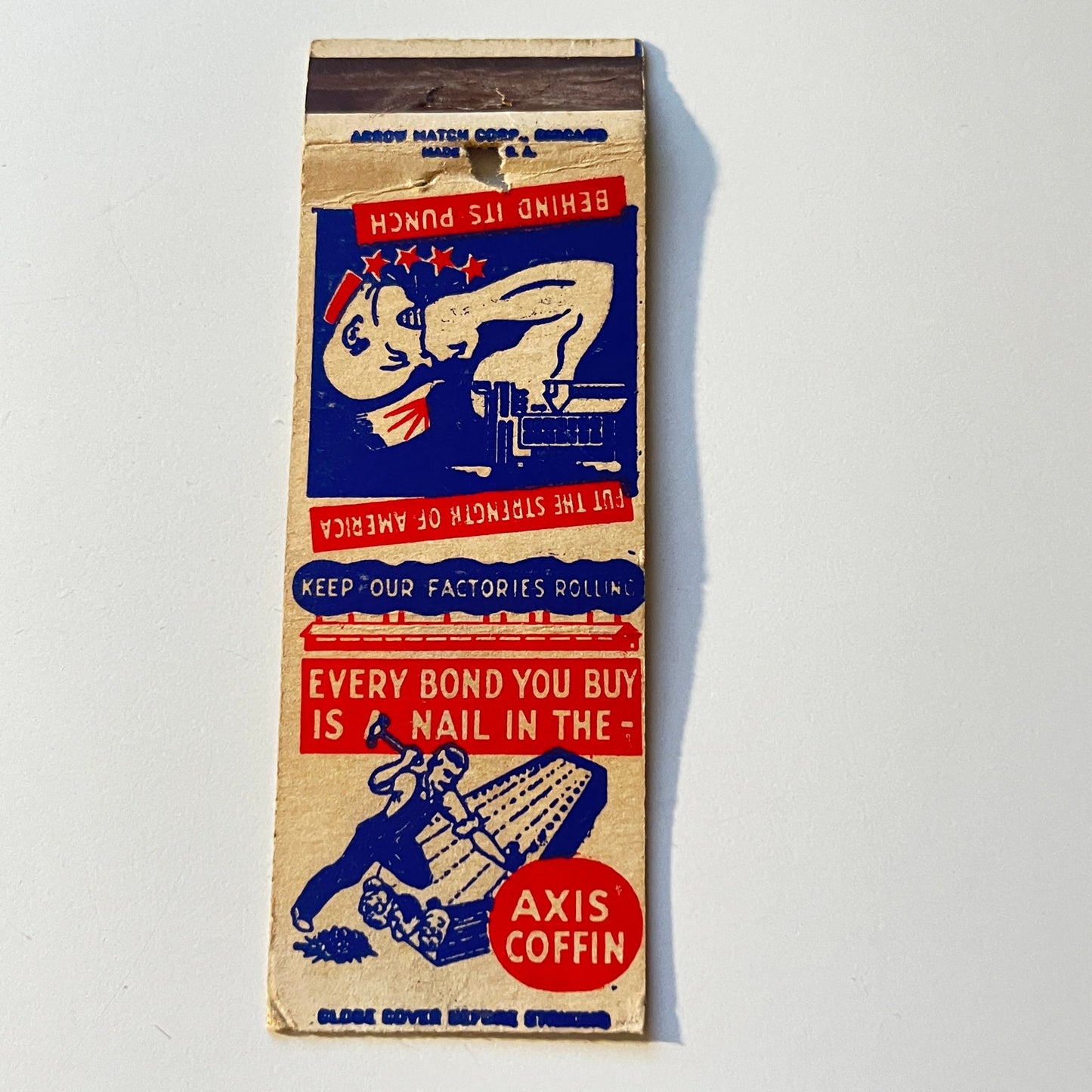 1940s WWII Every Bond is a Nail in The Axis' Coffin Matchbook Cover MB111-6