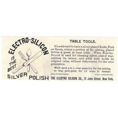Electro-Silicon Co. Silver Polish NY c1890 Victorian Ad AE8-CH13