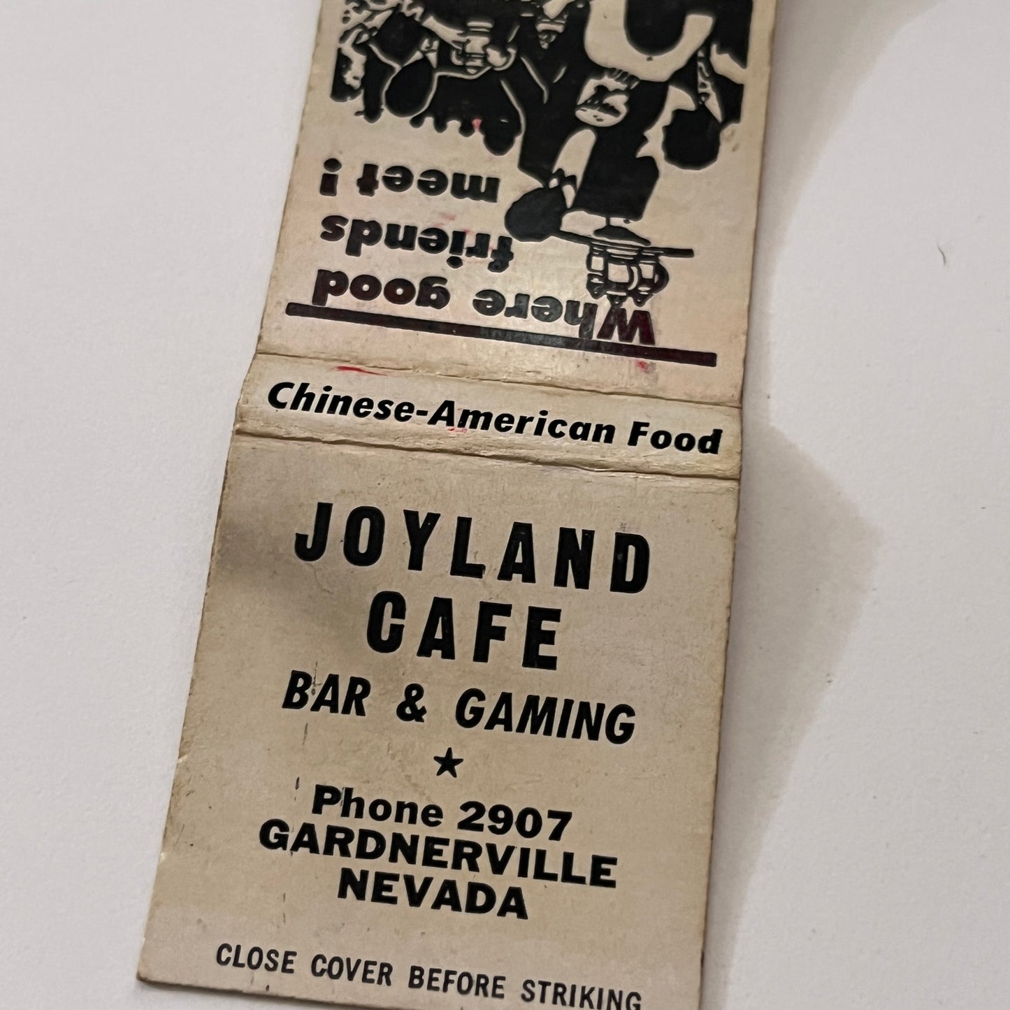 Joyland Cafe Gardnerville NV Vintage Matchbook Cover TB6-MB2-1
