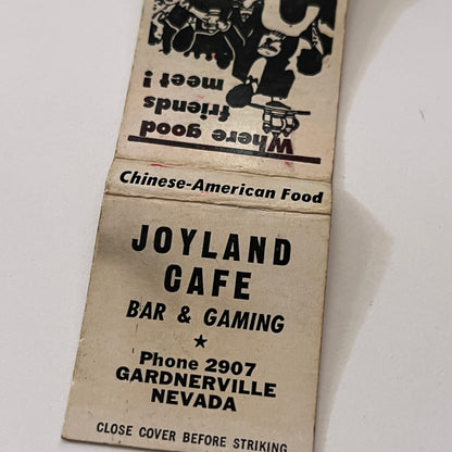 Joyland Cafe Gardnerville NV Vintage Matchbook Cover TB6-MB2-1