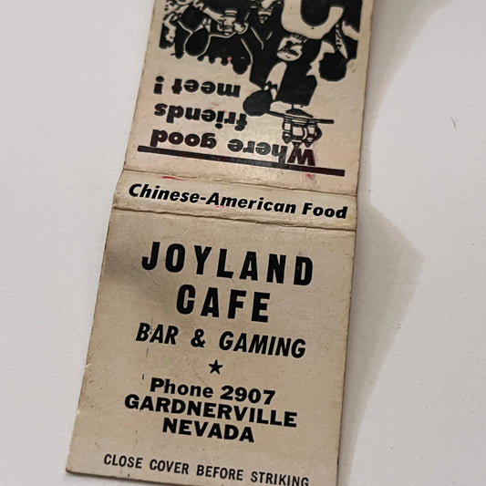 Joyland Cafe Gardnerville NV Vintage Matchbook Cover TB6-MB2-1