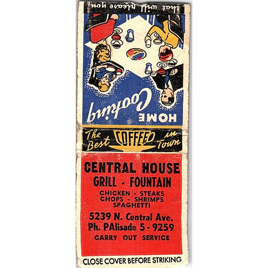 Central House Grill 5239 N. Central Ave Chicago Vintage Matchbook Cover SF3-Y1