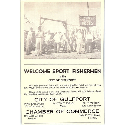 Gulfport Fishing Rodeo Welcome Announcement 1953 Gulfport MS Clipping AG9-3