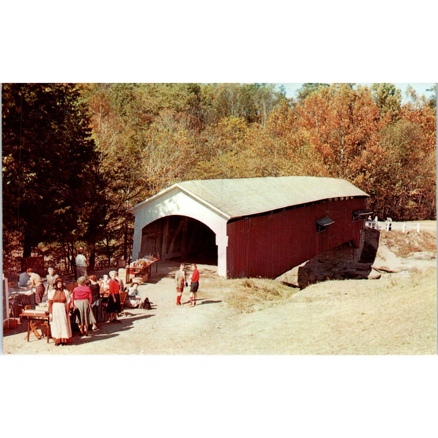 Narrows Bridge Parke County Indiana Sugar Creek Covered Bridge Postcard PC5