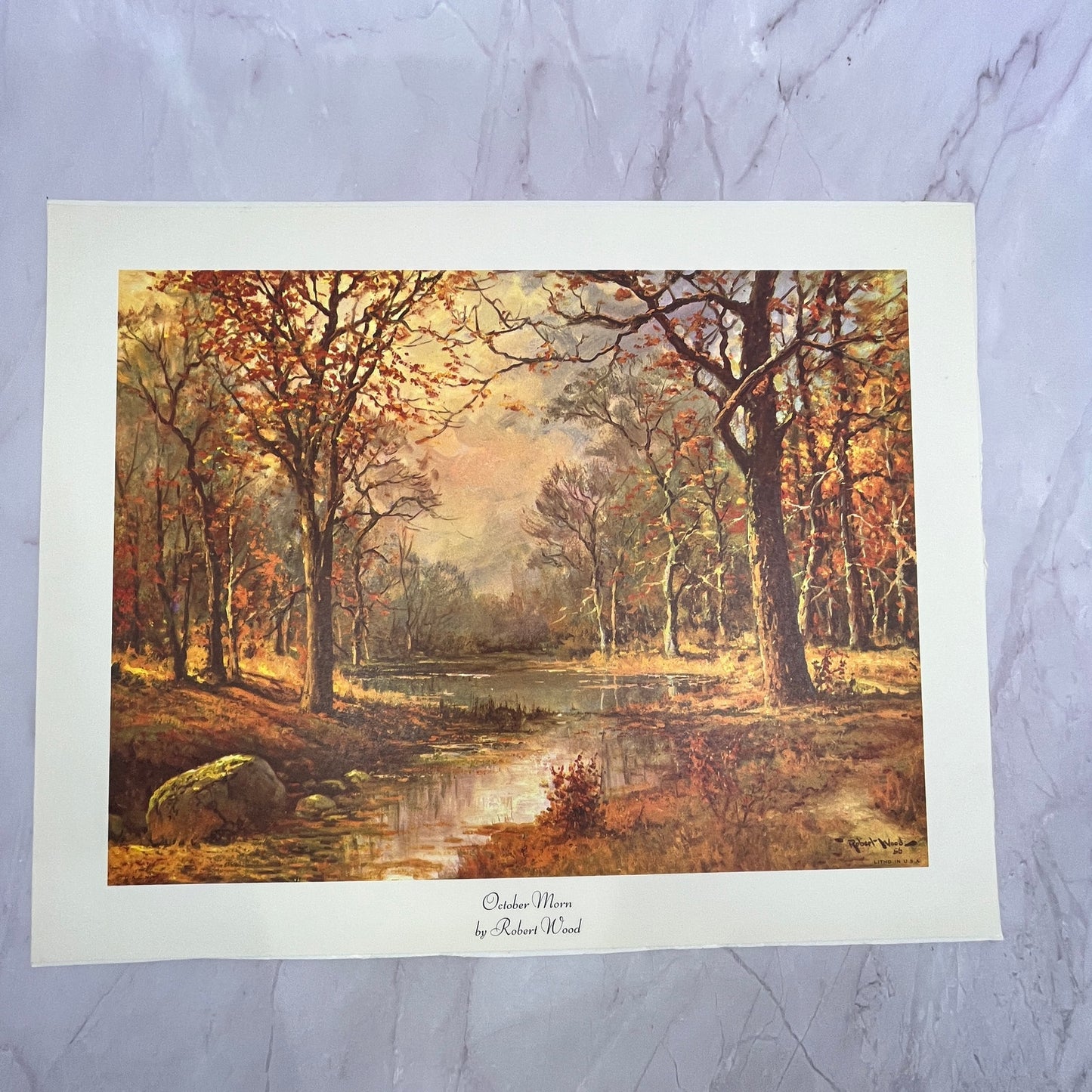 October Morn - Robert Wood Lithograph 11x14" Art Print V22