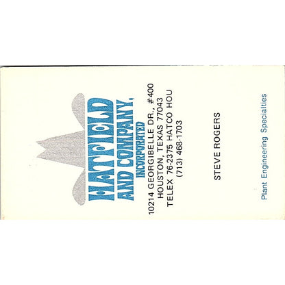 Hatfield & Company Steve Rogers Houston Texas Vintage Business Card SF3-B5