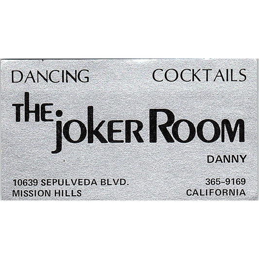 The Joker Room Mission Hills CA Vintage Business Card SD9-B5