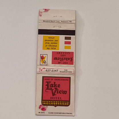 Lakeview Hotel Smorgasbord Art Gallery Vintage Matchbook Cover TB6-MB2-2
