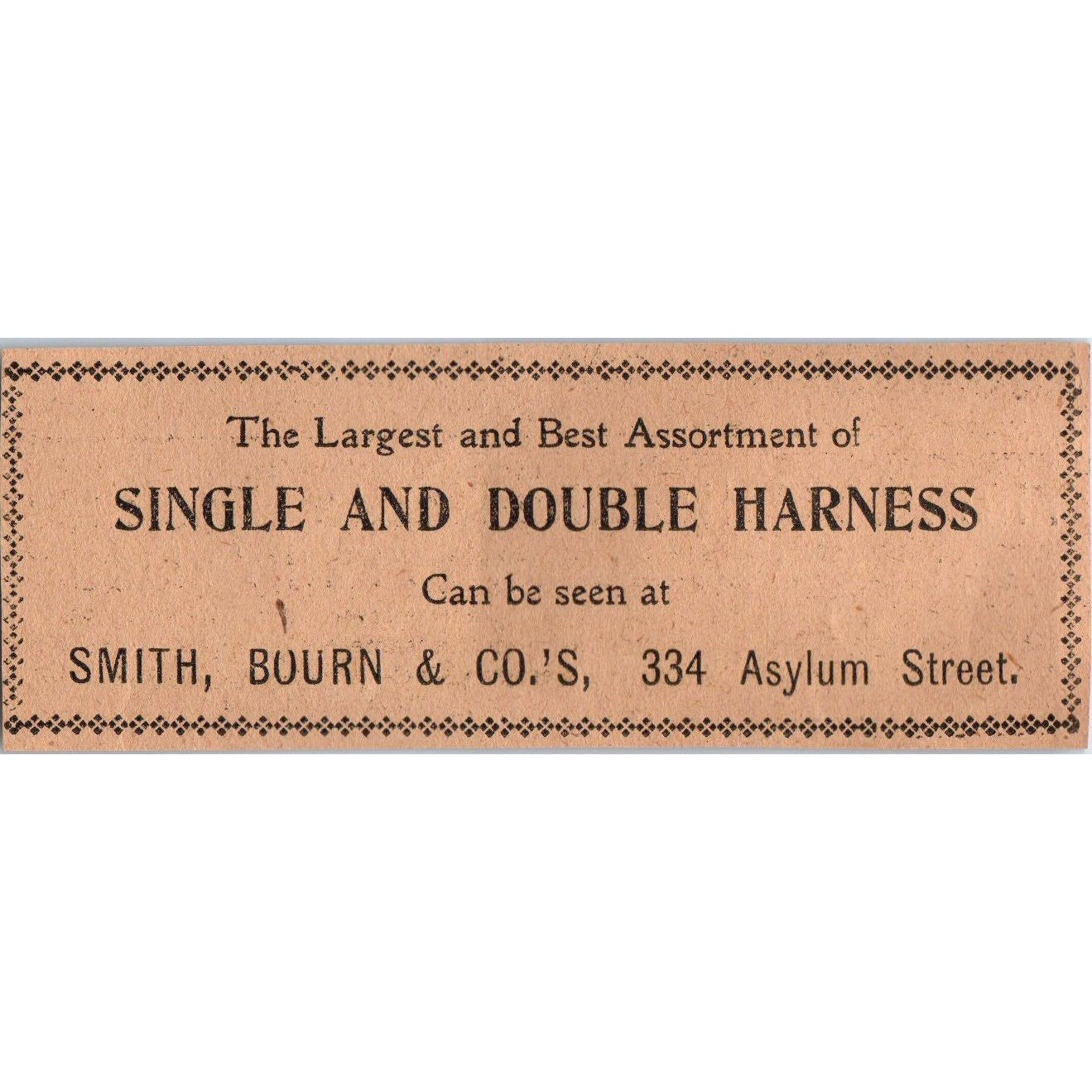 Smith, Bourn & Co Single & Double Harness Horse Tack Hartford 1901 Ad AD8-H3