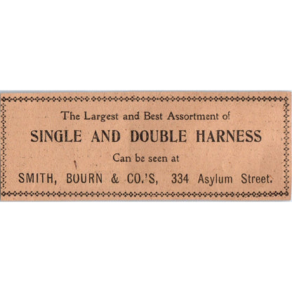 Smith, Bourn & Co Single & Double Harness Horse Tack Hartford 1901 Ad AD8-H3