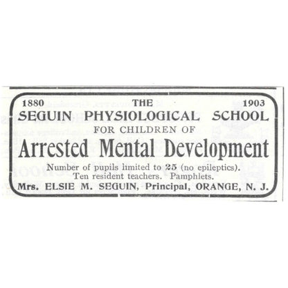 Elsie M. Seguin Physiological School Orange NJ 1903 Magazine Ad AF7-SS5