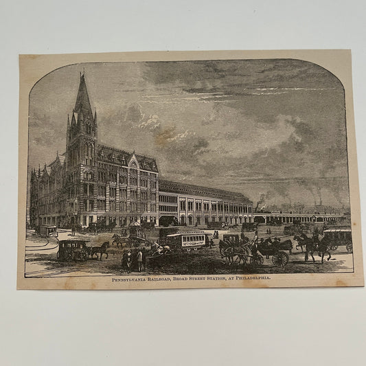 Pennsylvania Railroad, Broad Street Station 1894 Art Engraving SAG4-8