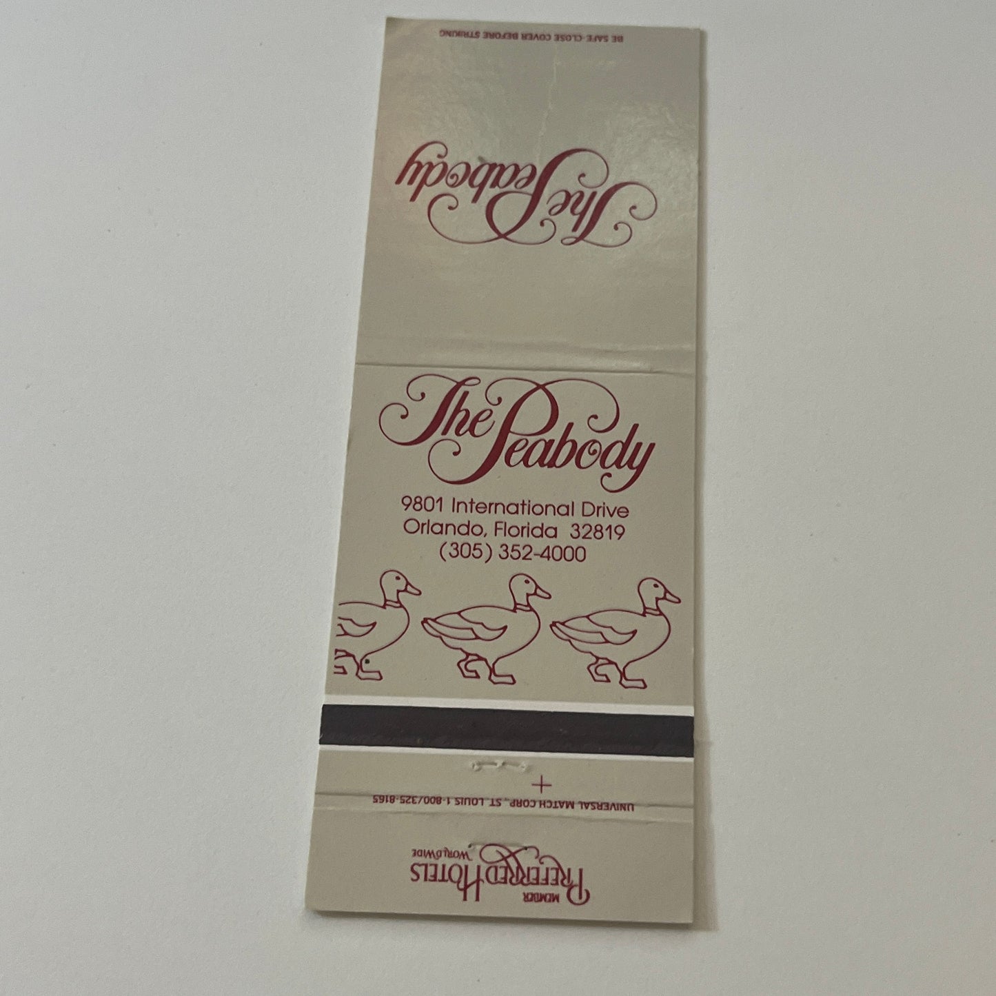 The Peabody Hotel Orlando FL Vintage Matchbook Cover TB6-MB2-6