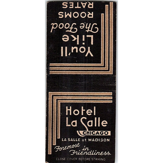 Hotel LaSalle Chicago Vintage Matchbook Cover SF3-Y1