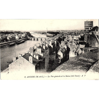 Angers La Vue Générale Et La Maine Côte Ouest French Antique Postcard PE11