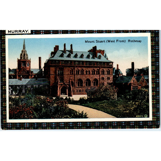 Mount Stuart West Front Rothesay Murray Tartan Vintage Original Postcard PD3
