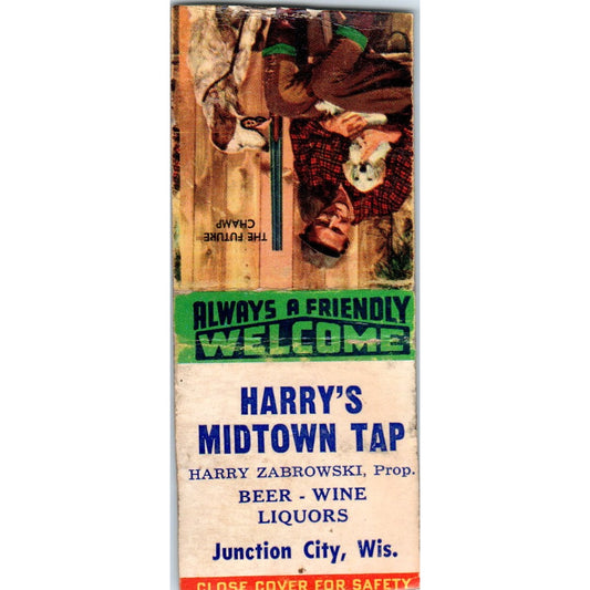 Harry's Midtown Tap Harry Zabrowski Junction City WI Vintage Matchbook SD4-Y12