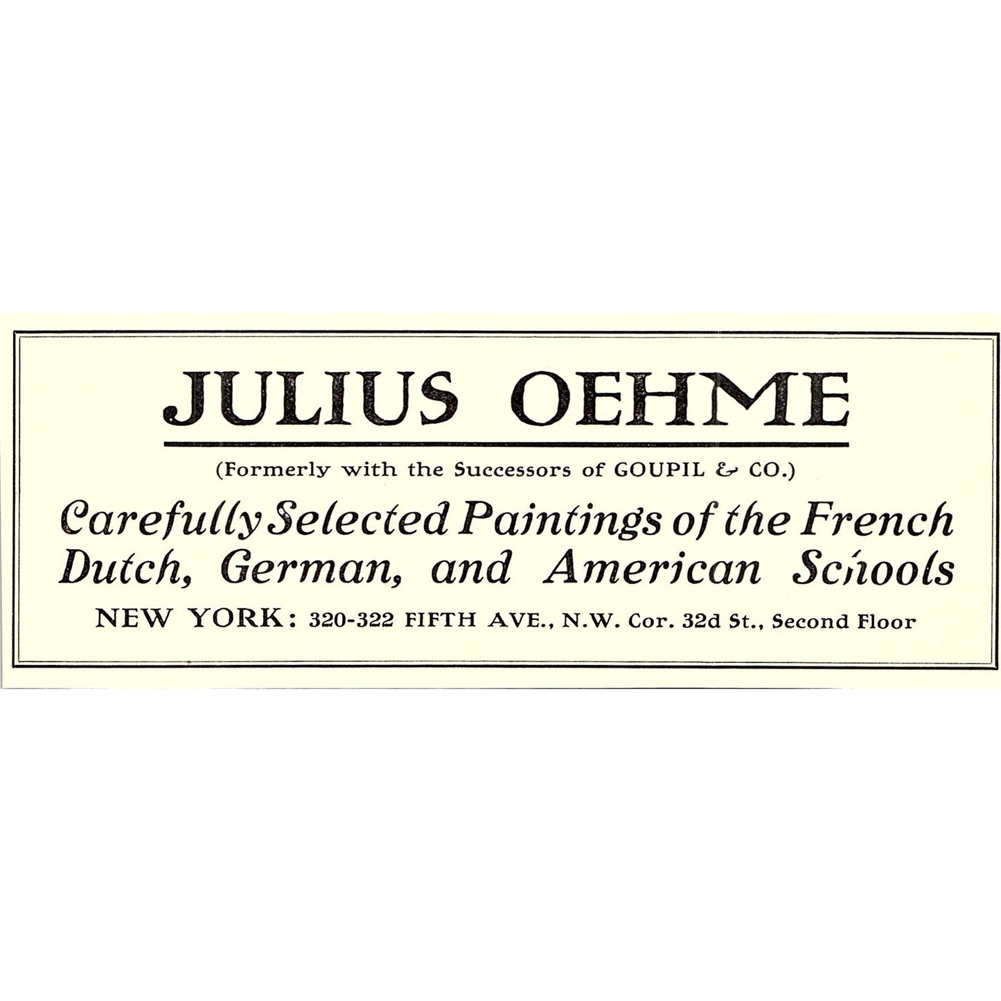 Julius Oehme Paintings 5th Ave New York - 1906 Ad AF5-3