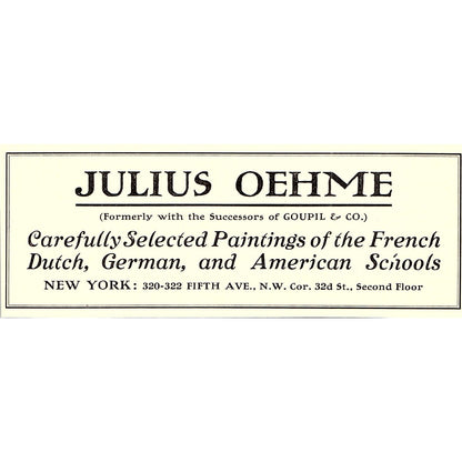 Julius Oehme Paintings 5th Ave New York - 1906 Ad AF5-3