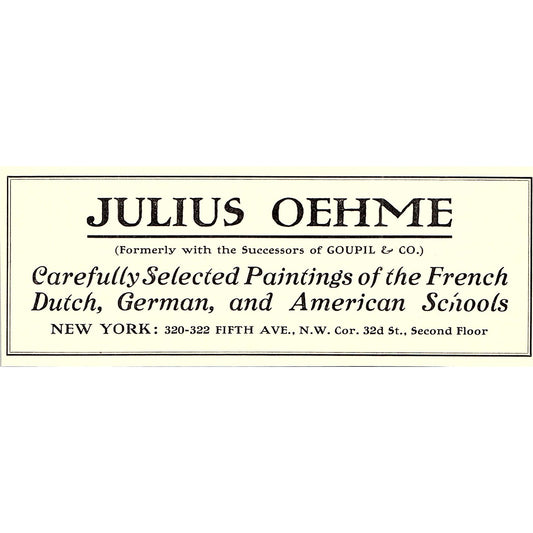 Julius Oehme Paintings 5th Ave New York - 1906 Ad AF5-3