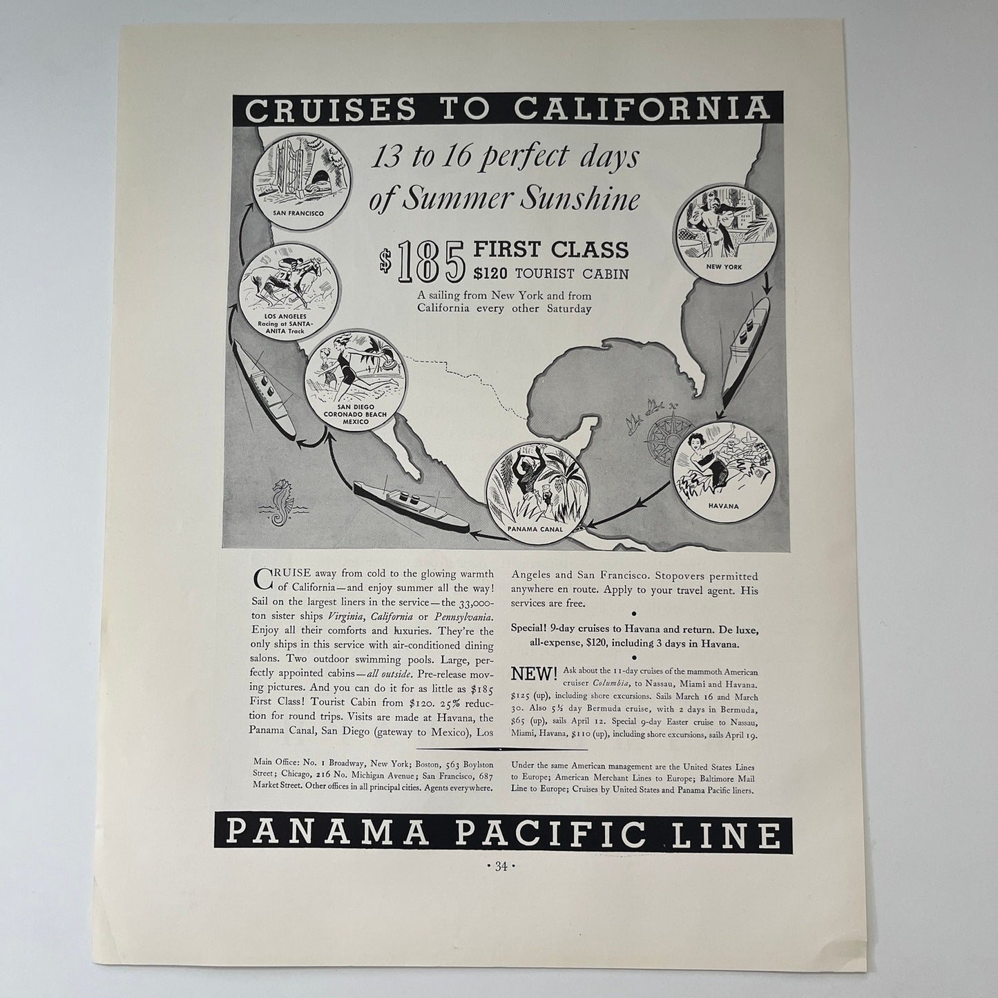 Panama Pacific Line Cruises to California 1935 Ad V1-5