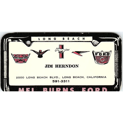 Jim Herndon Mel Burns Ford Long Beach CA Vintage Business Card SF3-B2