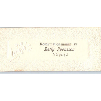 Betty Svensson Värperyd Konfirmations Minne Embossed Swedish Calling Card AE2