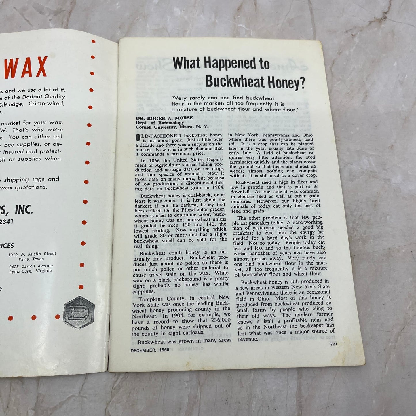 1966 Dec Gleanings in Bee Culture Magazine Bees Beekeeping Honey TD7