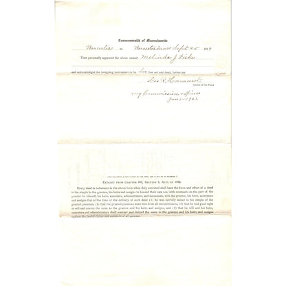 1919 Warranty Deed Melinda J. Fiske to Cora M. Wilkinson Worcester MA AF7-E6