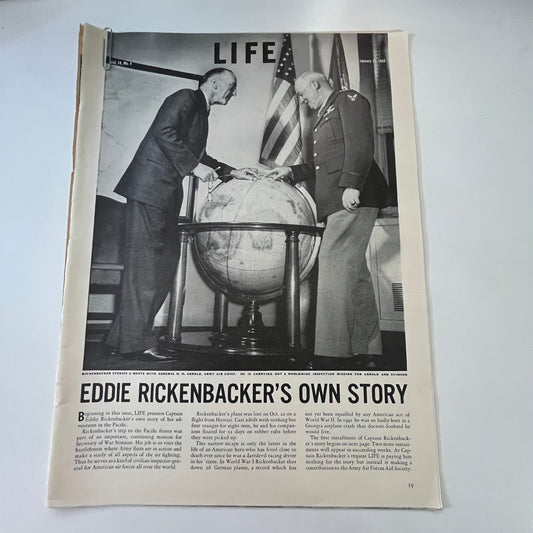 Capt. Eddie Rickenbacker's Pacific Mission 9 Pages 1940s WWII Era Article V30-1