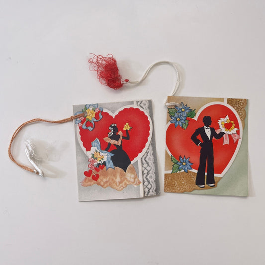 Vintage Art Deco Valentines Bridge Tally Card Set Man & Woman Silhouette TB8