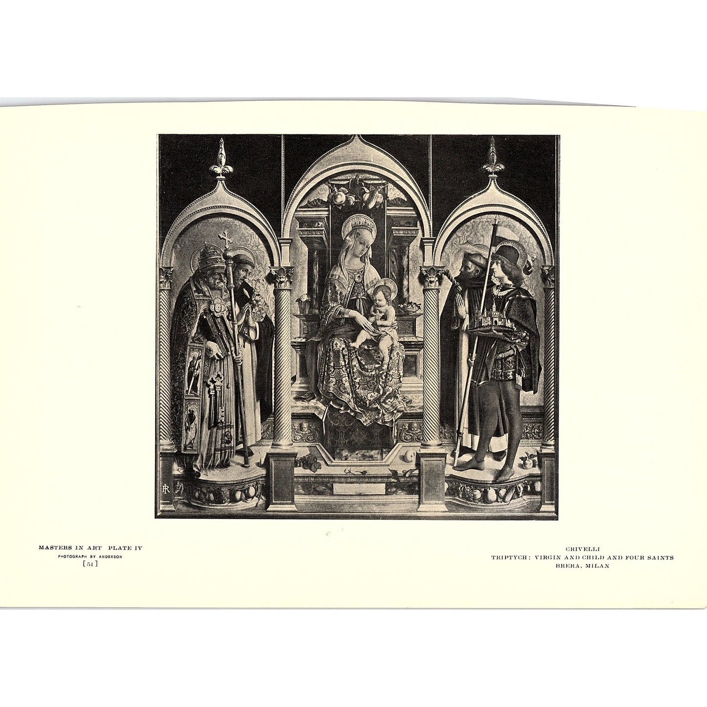 Triptych Virgin and Child & Four Saints - Crivelli - 1908 Litho Art Print AF4-8